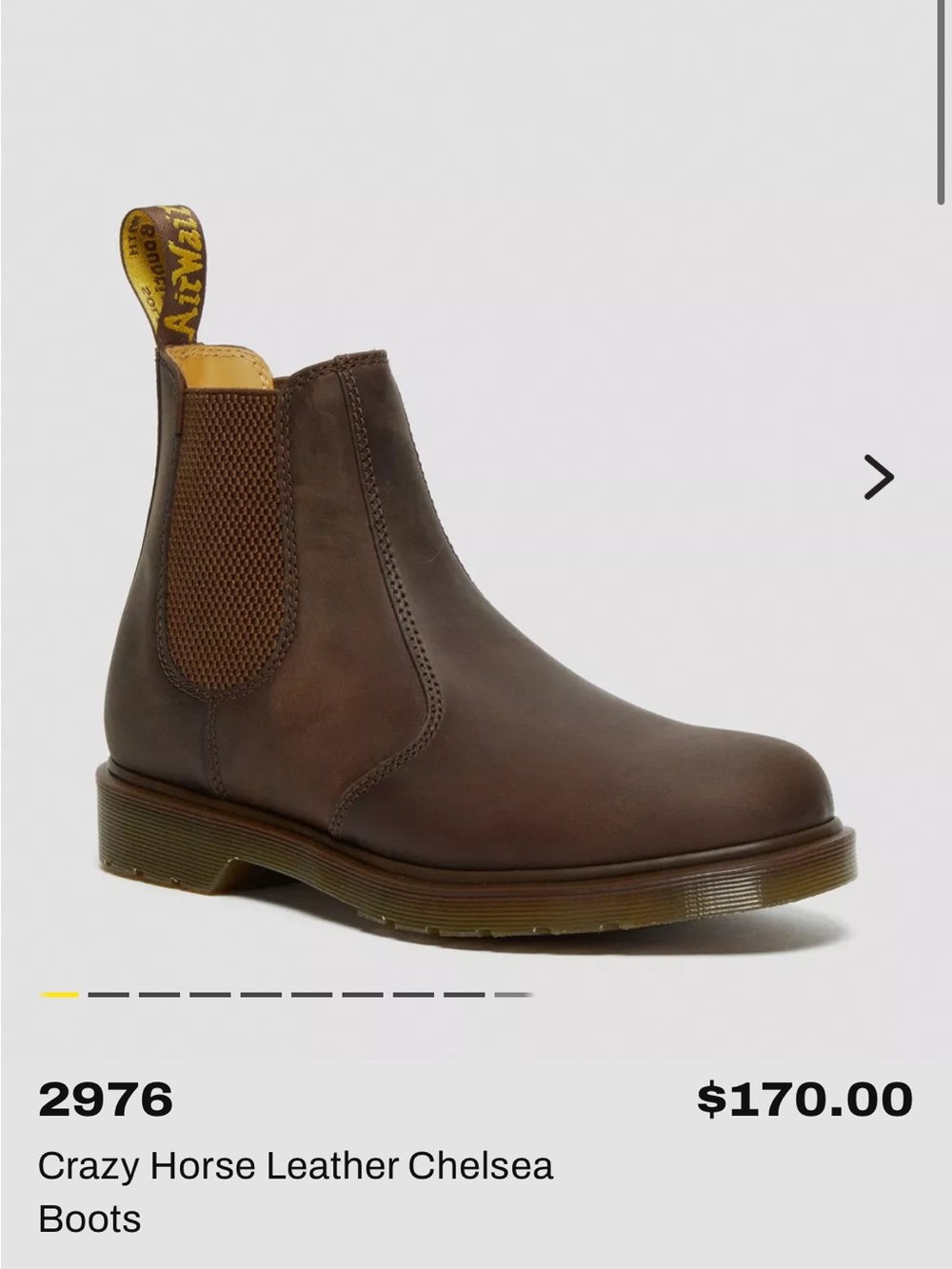 Dr. Martens 2976 Crazy Horse Leather Chelsea Boots - Brown